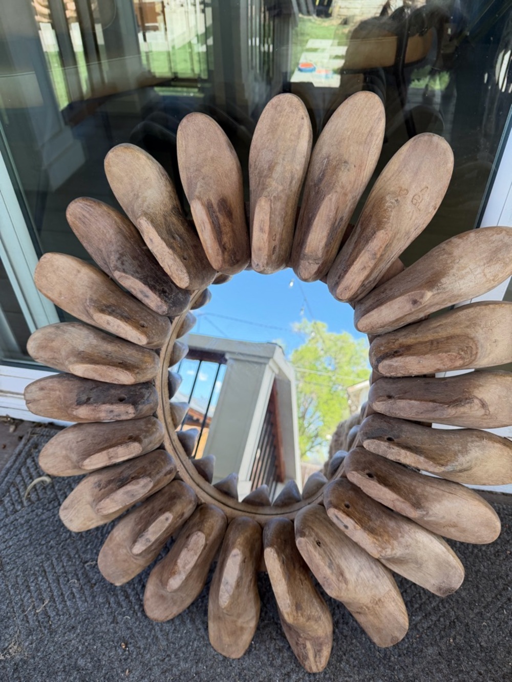 Rustic Natural Wood Sunburst Mirror - Brown